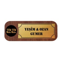 Kişiye Özel Ev Kapısı - İcon 2 Tasarımlı Ahşap Kapı İsimliği - Model 2