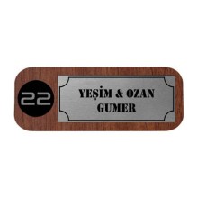 Kişiye Özel Ev Kapısı - İcon 2 Tasarımlı Ahşap Kapı İsimliği - Model 2