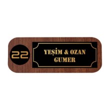 Kişiye Özel Ev Kapısı - İcon 2 Tasarımlı Ahşap Kapı İsimliği - Model 3