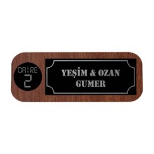 Kişiye Özel Ev Kapısı - İcon 3 Tasarımlı Ahşap Kapı İsimliği - Model 3