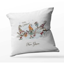 Kişiye Özel Gnome 3'lü Cüce Temalı Saten Kare Yastık