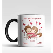 Kişiye Özel Seni Çok Seviyorum Tasarımlı Siyah Renk Kupa