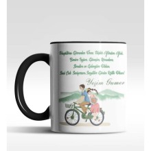 Kişiye Özel Sevgiliye Mesaj Tasarımlı Siyah Renk Kupa