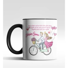 Kişiye Özel 14 Şubat Mesajı Tasarım Siyah Renk Kupa