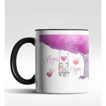 Kişiye Özel Salıncak Tasarımlı Siyah Renk Kupa