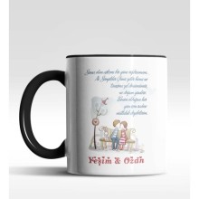 Kişiye Özel Sevgililer Günü Mesajı Tasarımlı Siyah Renk Kupa