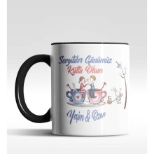 Kişiye Özel Sevgililer Günümüz Kutlu Olsun Tema Siyah Kupa
