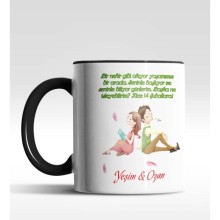 Kişiye Özel Sevgililer Günü Mesajı Tasarım Siyah Kupa