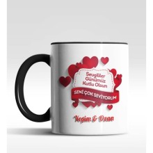 Kişiye Özel Seni Çok Seviyorum Tasarım Siyah Renk Kupa