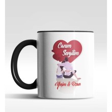 Kişiye Özel Canım Sevgilim Tasarımlı Siyah Renk Kupa