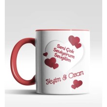 Kişiye Özel Seni Çok Seviyorum Temalı Kırmızı Renk Kupa