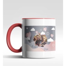 Kişiye Özel Fotoğraf Tasarımlı Kırmızı Renk Kupa