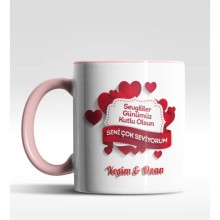 Kişiye Özel Seni Çok Seviyorum Tasarım Pembe Renk Kupa