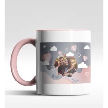 Kişiye Özel Fotoğraf Tasarımlı Pembe Renk Kupa