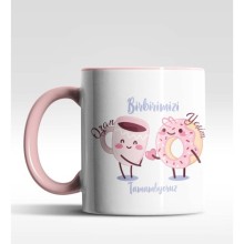 Kişiye Özel Birbirimizi Tamamlıyoruz Tasarım Pembe Renk Kupa