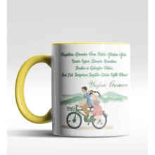 Kişiye Özel Sevgiliye Mesaj Tasarımlı Sarı Renk Kupa