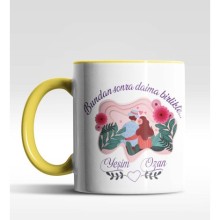 Kişiye Özel Sevgililer Günü Mesajı Tasarımlı Sarı Renk Kupa