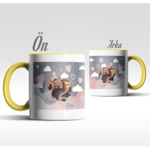 Kişiye Özel Sevgililer Günü Fotoğraf Temalı Sarı Kupa