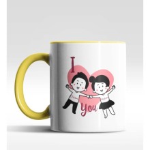 Kişiye Özel I Love You Tasarım Sarı Kupa