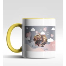 Kişiye Özel Fotoğraf Tasarımlı Sarı Renk Kupa