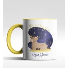 Kişiye Özel Ruh Öküzüm Tasarımlı Sarı Renk Kupa