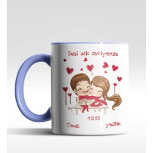 Kişiye Özel Seni Çok Seviyorum Tasarımlı Mavi Renk Kupa