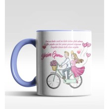 Kişiye Özel 14 Şubat Mesajı Tasarım Mavi Renk Kupa