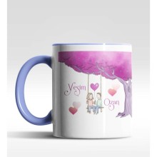 Kişiye Özel Salıncak Tasarımlı Mavi Renk Kupa