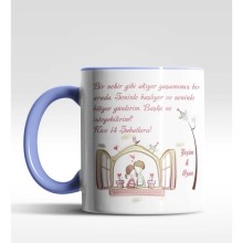 Kişiye Özel 14 Şubat Mesajı  Tasarım Mavi Renk Kupa