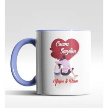 Kişiye Özel Canım Sevgilim Tasarımlı Mavi Renk Kupa