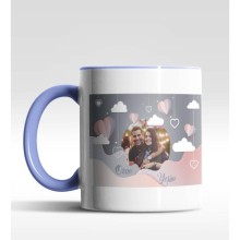 Kişiye Özel Fotoğraf Tasarımlı Mavi Renk Kupa