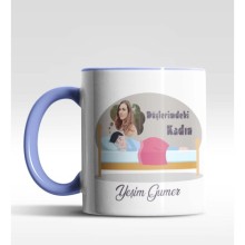 Kişiye Özel Düşlerimdeki KadınTasarımlı Mavi Renk Kupa