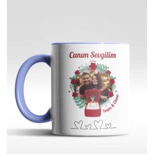 Kişiye Özel Tektaş Tasarım Mavi Renk Kupa