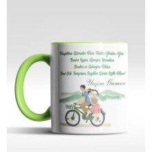 Kişiye Özel Sevgiliye Mesaj Tasarımlı Yeşil Renk Kupa