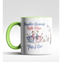Kişiye Özel Sevgililer Günümüz Kutlu Olsun Tema Yeşil Kupa
