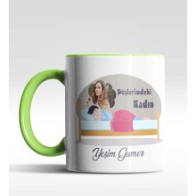 Kişiye Özel Düşlerimdeki KadınTasarımlı Yeşil Renk Kupa