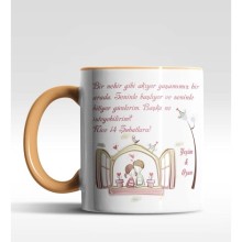 Kişiye Özel 14 Şubat Mesajı  Tasarım Turuncu Renk Kupa