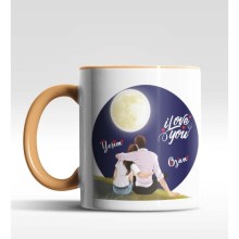 Kişiye Özel I Love You Tema Turuncu Kupa