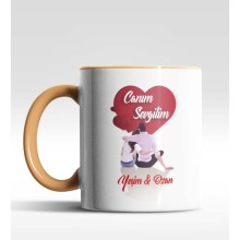 Kişiye Özel Canım Sevgilim Tasarımlı Turuncu Renk Kupa