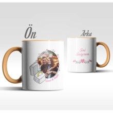 Kişiye Özel Seni Seviyorum Tasarımlı Turuncu Renk Kupa