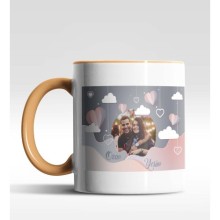 Kişiye Özel Fotoğraf Tasarımlı Turuncu Renk Kupa