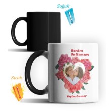 Kişiye Özel Benim Sultanım Fotoğraflı Tasarımlı Sihirli Kupa Bardak