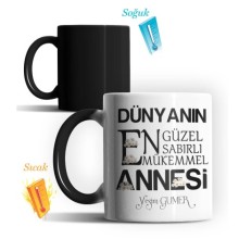 Kişiye Özel Dünyanın En Güzel Annesi Tasarımlı Sihirli Kupa Bardak