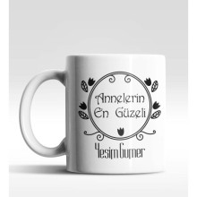 Kişiye Özel Annelerin En Güzeli Çerçeveli Beyaz Kupa Bardak