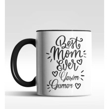Kişiye Özel Best Mom Ever Siyah Kupa Bardak