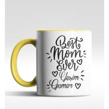 Kişiye Özel Best Mom Ever Sarı Kupa Bardak