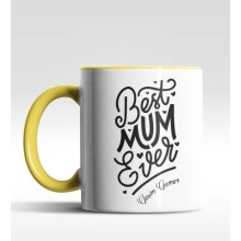 Kişiye Özel Best Mum Ever Sarı Kupa Bardak