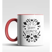 Kişiye Özel Çiçek İsim Süliyet Kırmızı Kupa Bardak