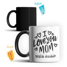 Kişiye Özel I Love Mom Sihirli Kupa Bardak