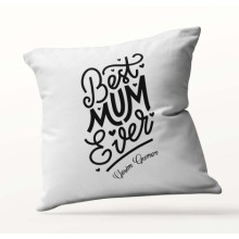 Kişiye Özel Best Mum Ever Beyaz Kare Yastık